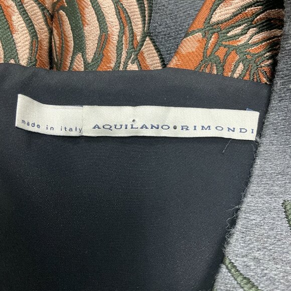 Aquilano Rimondi Charcoal Grey / Brown Rose Jacquard Cocktail Dress - Picture 4 of 5